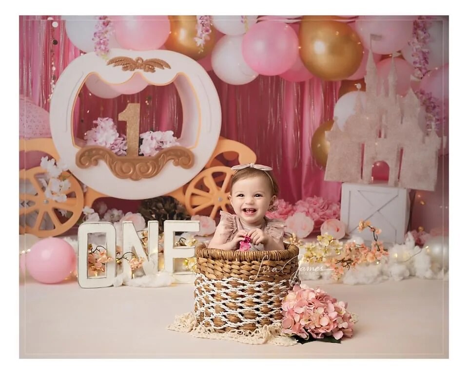 Princess Carriage Backdrops Kids Baby Photography Decors Child Girl Photocall Cake Smash Birthday Props Background