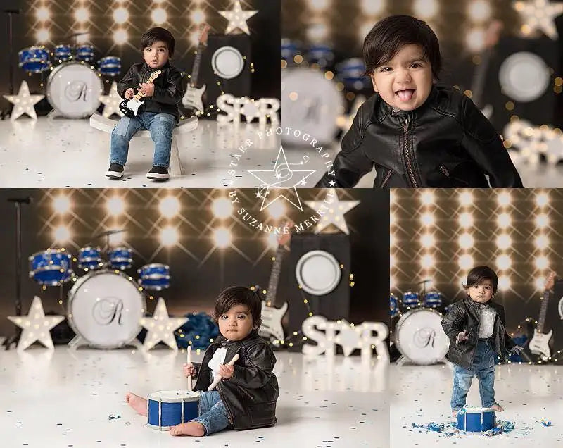 Rockstar Photo Backdrop Kids Baby Cake Smash Photography Props Child Adult Birthday Party Photo Shoot Backgrounds