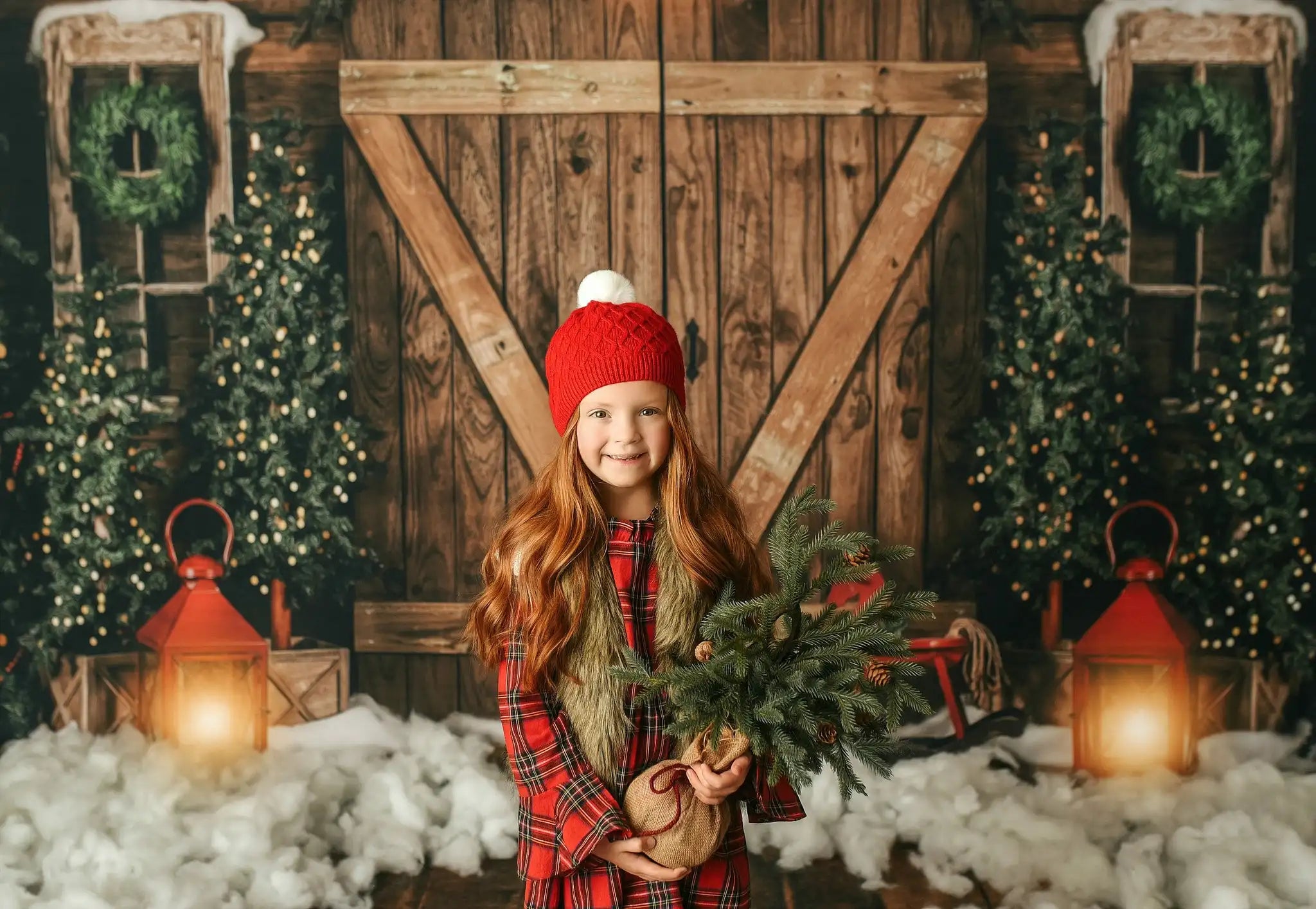 Merry Hideaway Photography Backdrop Christmas Wooden Door Kids Baby Cake Smash Photocall Decors Child Adult Birthday Backgrounds