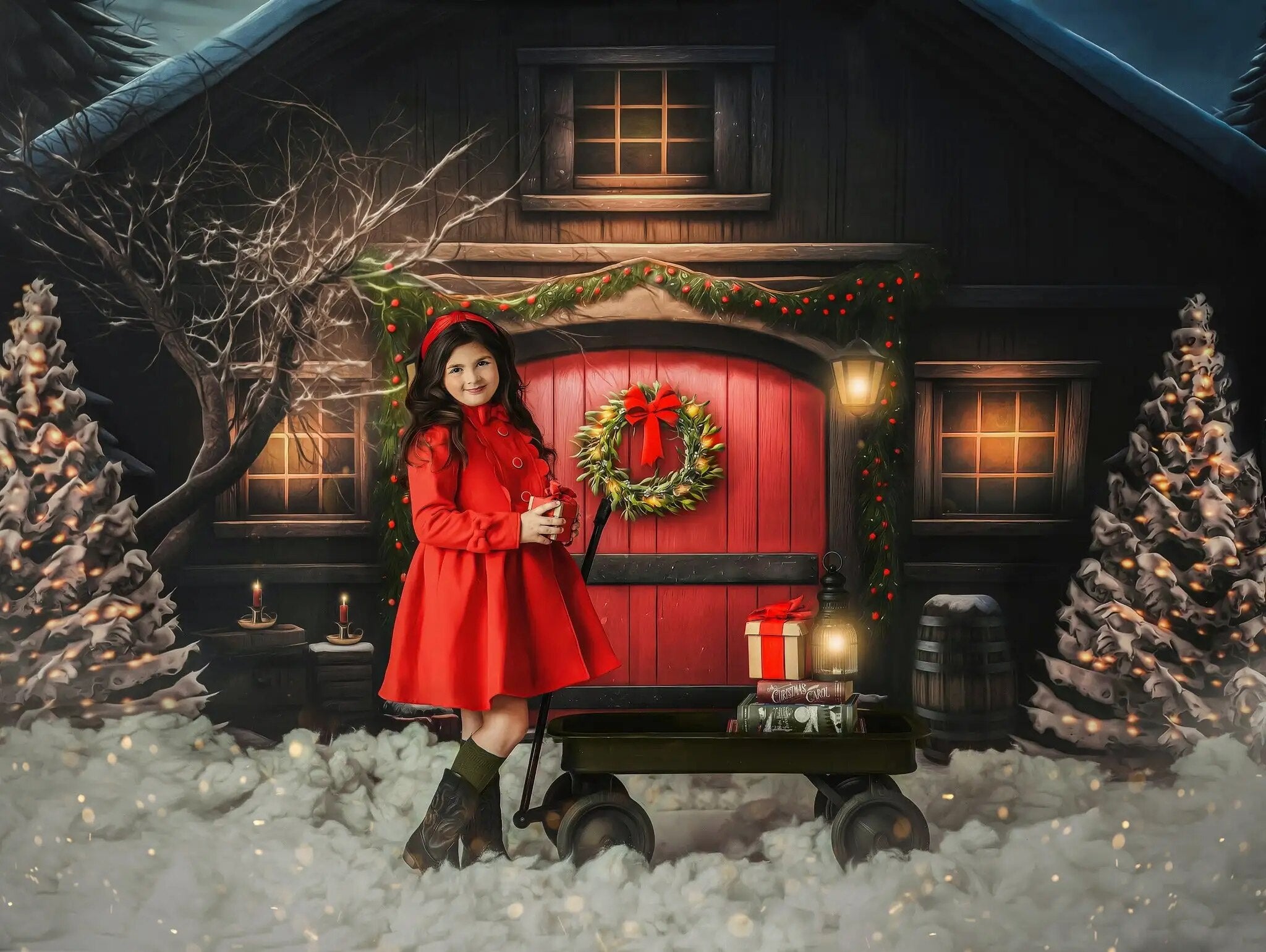 Snowy Merry Christmas Barn Backdrops Kids Adult Photography Child Baby Winter Photocall Birthday Festival Christmas Background