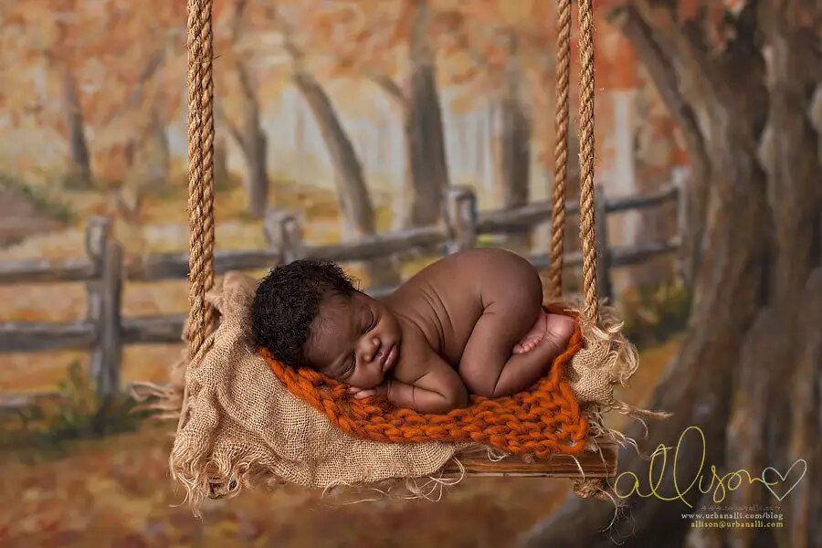 Autumn Forest Backdrops Kids Baby Photography Child Adult Birthday Photocall Props Under the Fall Maple Tree Background