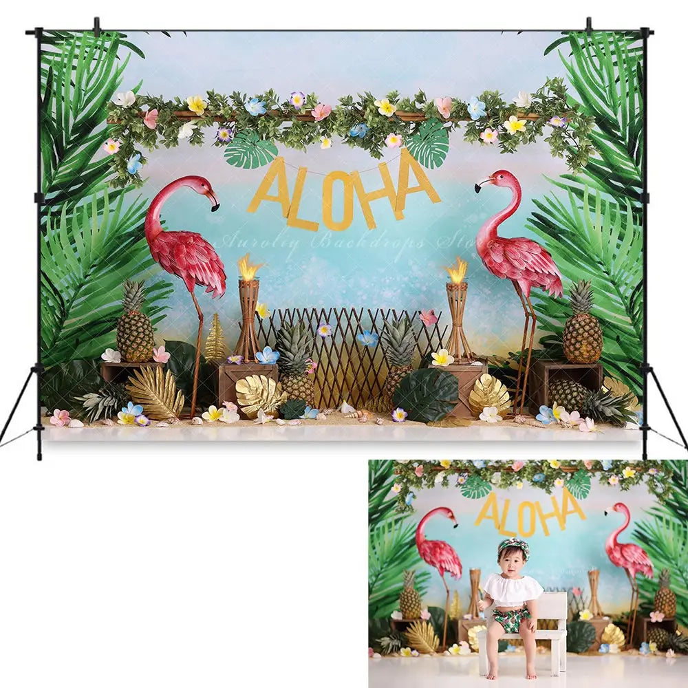 Summer Beach Photography Backdrop Kids Baby Cake Smash Photocall Decors Surfboard Aloha and Pool Party Adult Studio Backgrounds