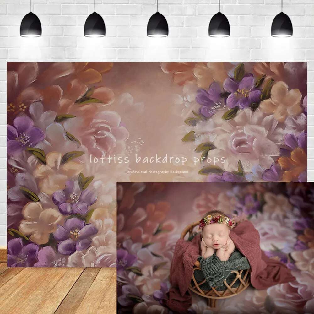 Art Flower Wallpaper Photography Background Hand Painted Style Newborn Baby Shower Portrait Backdrop Props Photo Studio