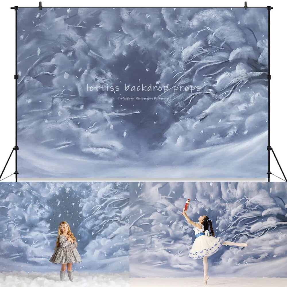 Arrière-plan de premier gel d'hiver pour Portrait d'enfants et filles, accessoires de studio photo, flocon de neige de noël, arrière-plan d'arbres gelés 