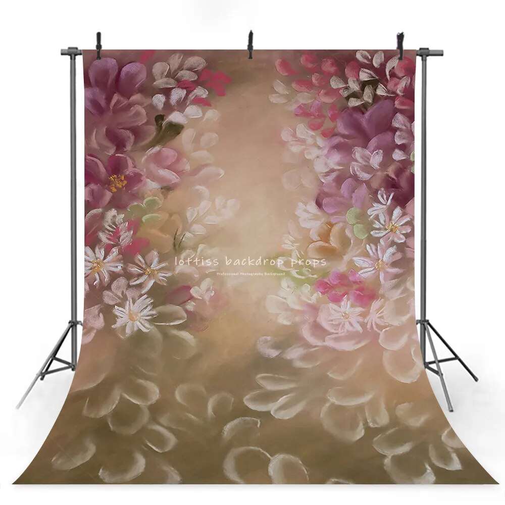 Abstract Texture Floral Photography Background Oil Style Spring Garden Painted Kids Pregnant Portrait Backdrop Photostudio