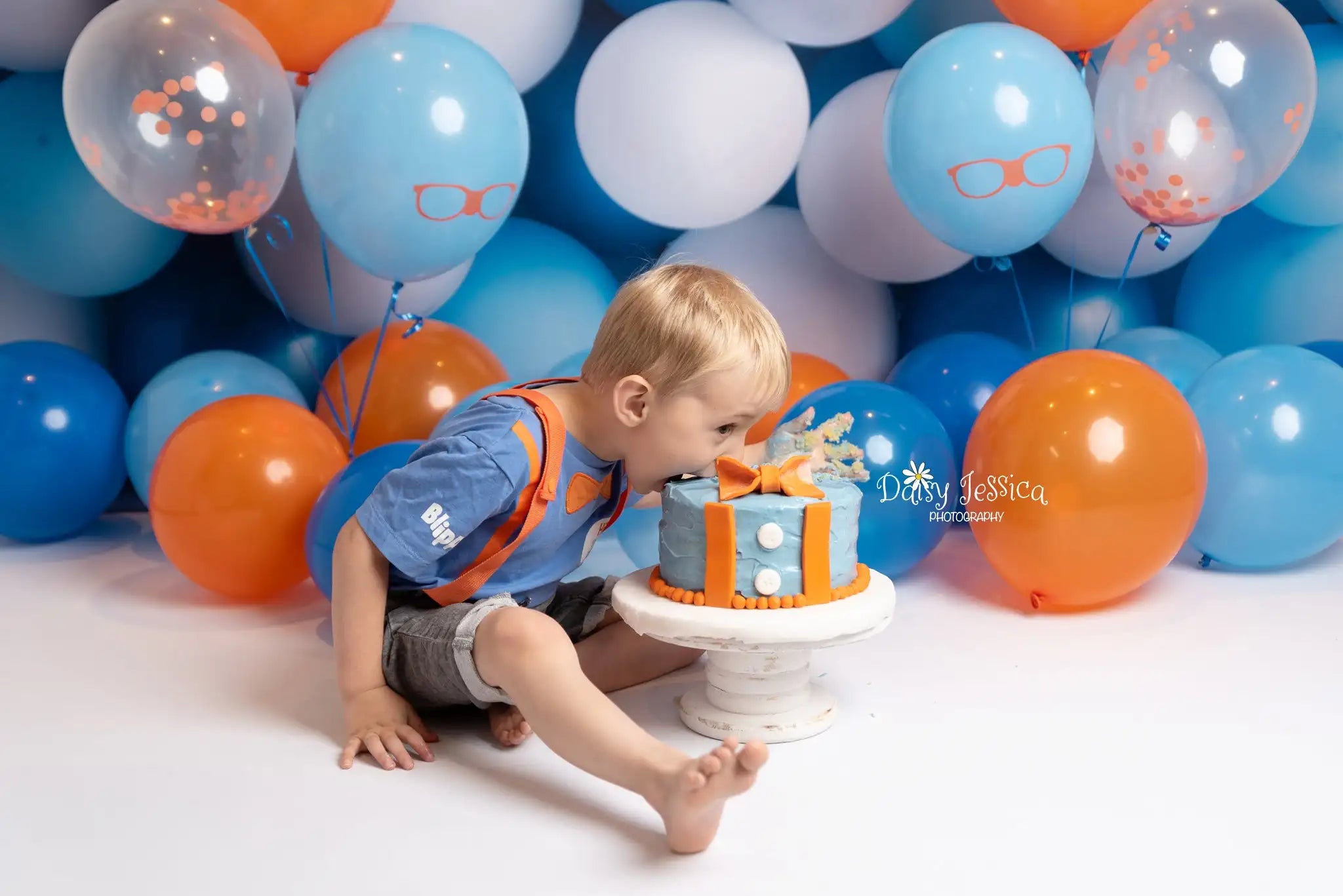 Blue Balloons Wall Backdrop Kids Baby Cake Smash Photography Props Child Boys Adult Photocall Studio Backgrounds