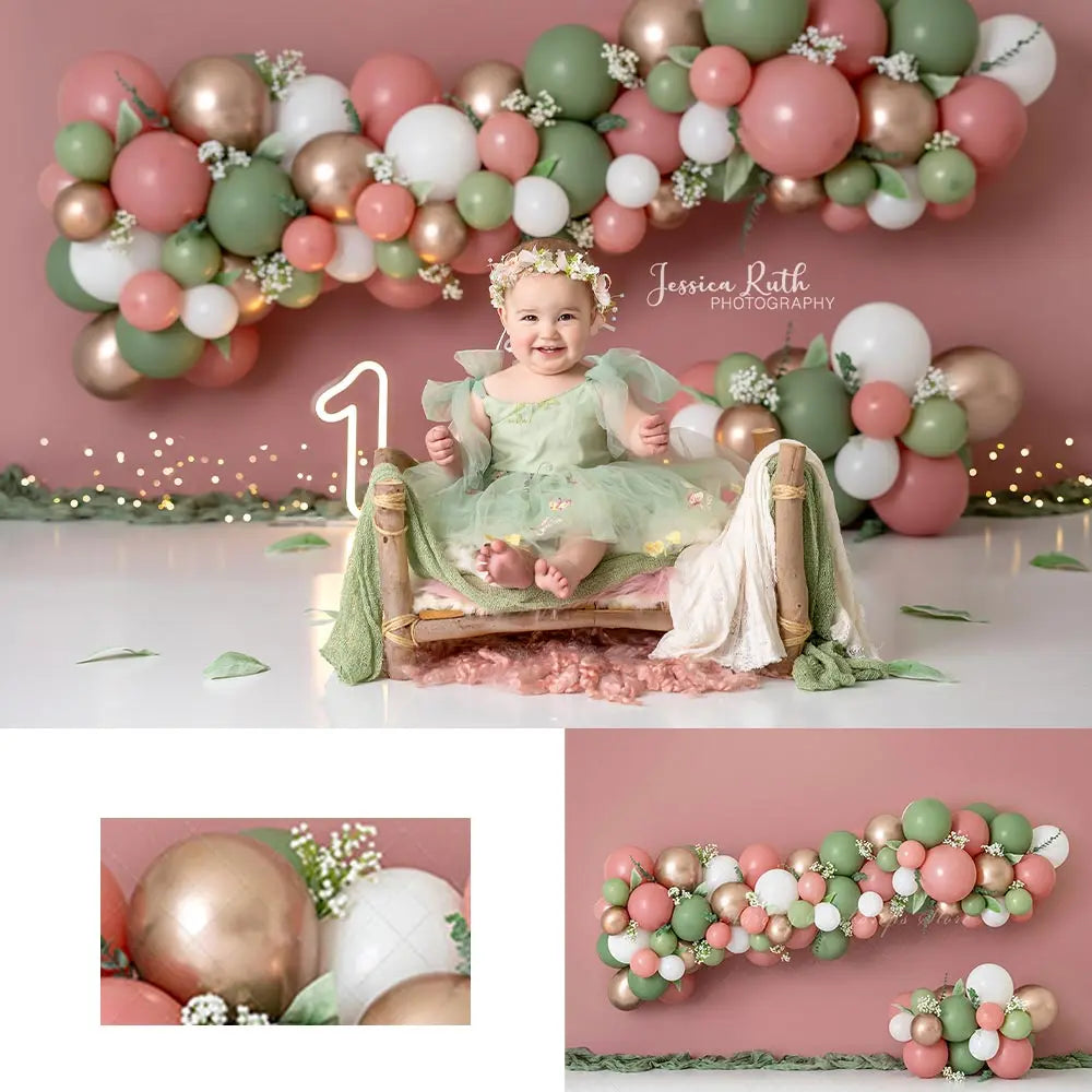 Aloras Balloons Garland Backdrop Kids Baby Cake Smash Photocall Decors Child Girls Adult Birthday Photography Backgrounds