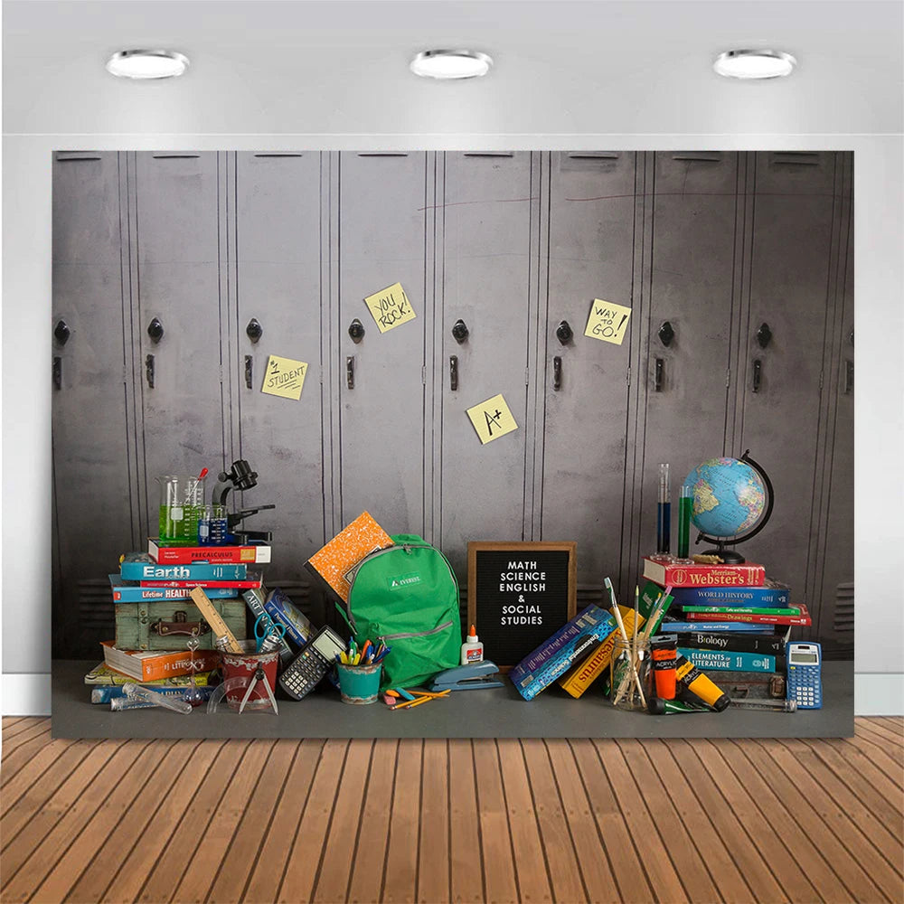 School Lockers Photography Backdrop Back to School for Kids Graduate Portrait Photo Studio Props Photo Background