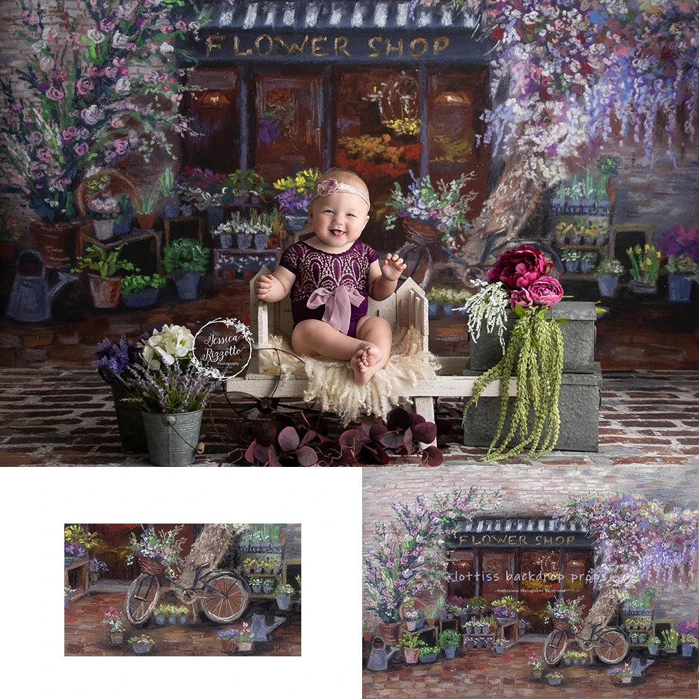 Spring Flower Shop Backdrops Kids Girl Photography Child Adultl Photocall Props Garden Foral Backgrounds