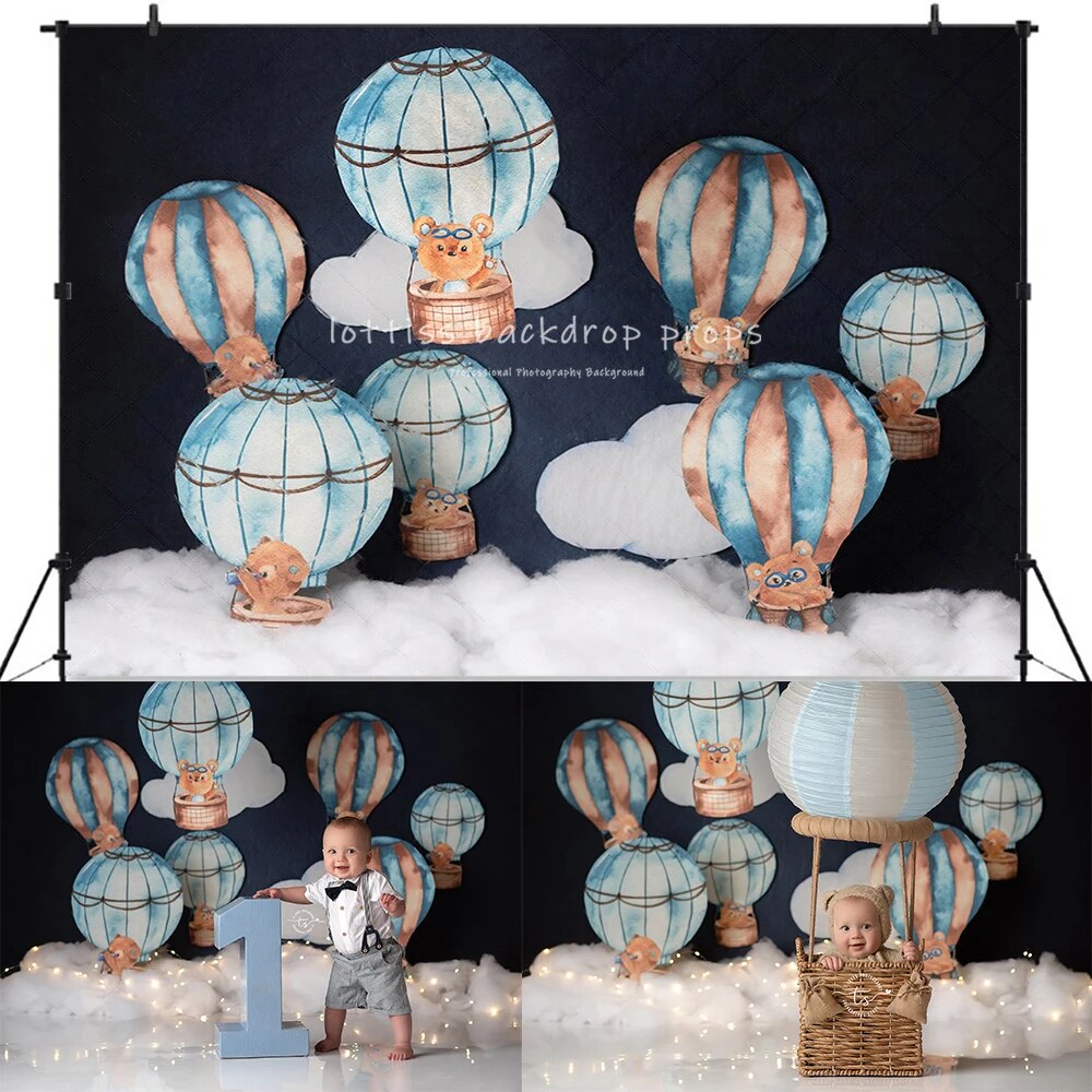 Travel Balloon Backdrops Kids Gril Photography Props Child Adult Photocall Decors Cake Smash Birthday Background