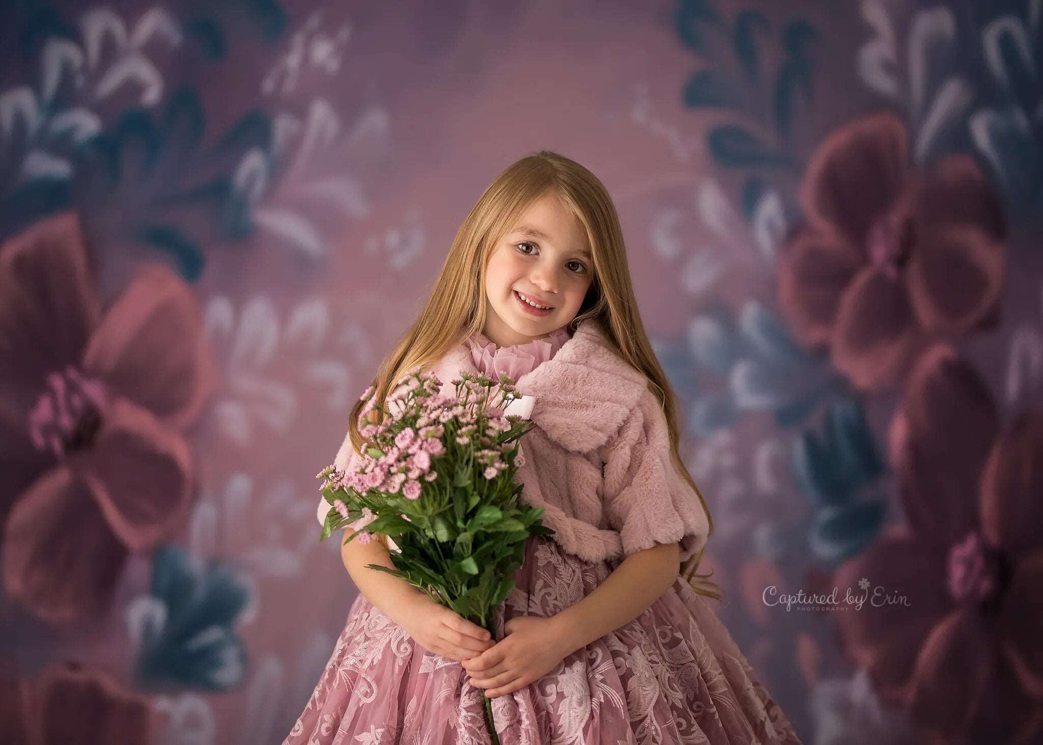 Art Hand Painting Floral backdrops Adult Kids Portrait Photography Purple Flowers Background Child Baby Photostudio Props