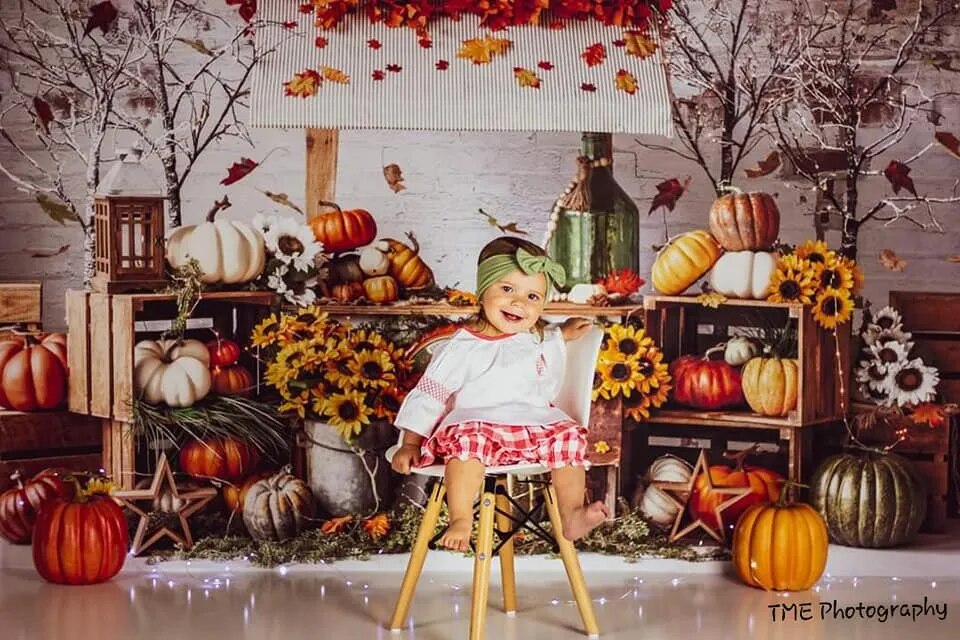 Fall Festival Pumpkin Backdrops Kids Baby Cake Smash Photorgaphy Halloween Bumper Harvest Background