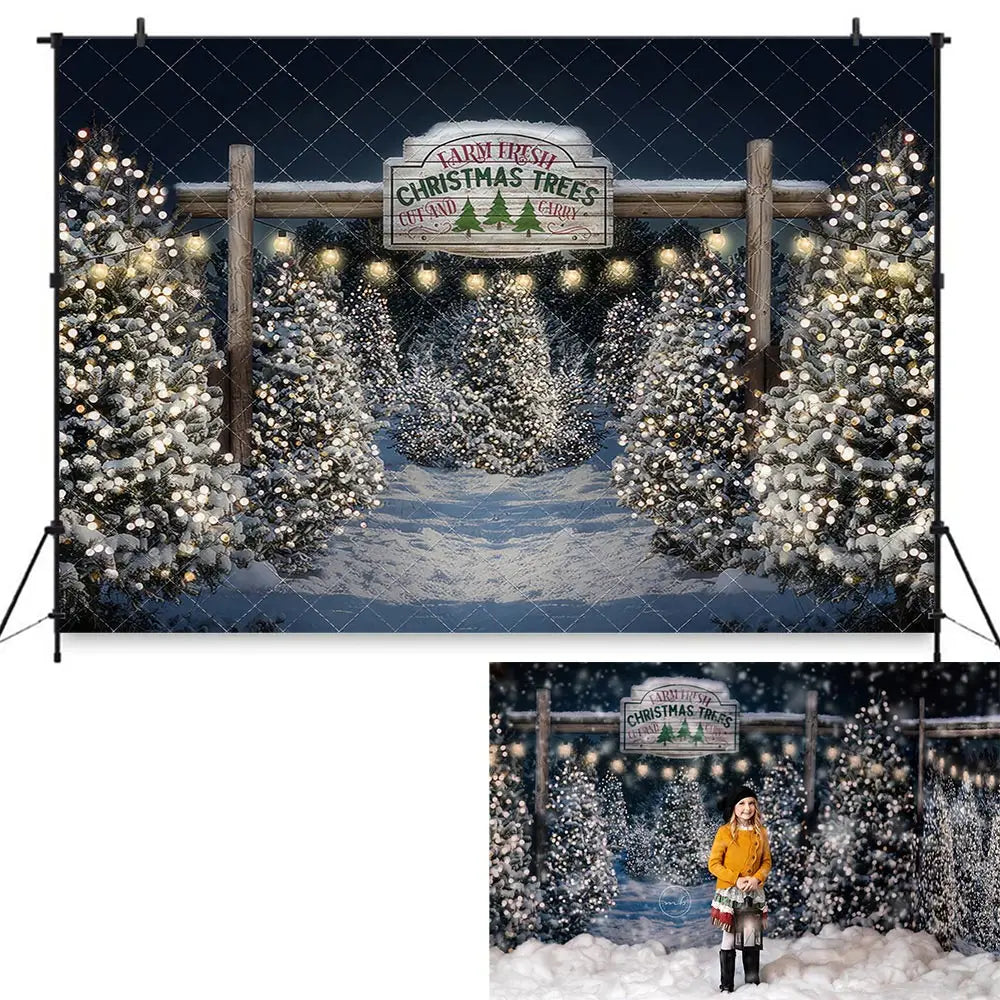 Christmas Themed Photography Backdrop Winter Snowy Kids Baby Cake Smash Photocall Decors Child Adult Indoor Holiday Decor