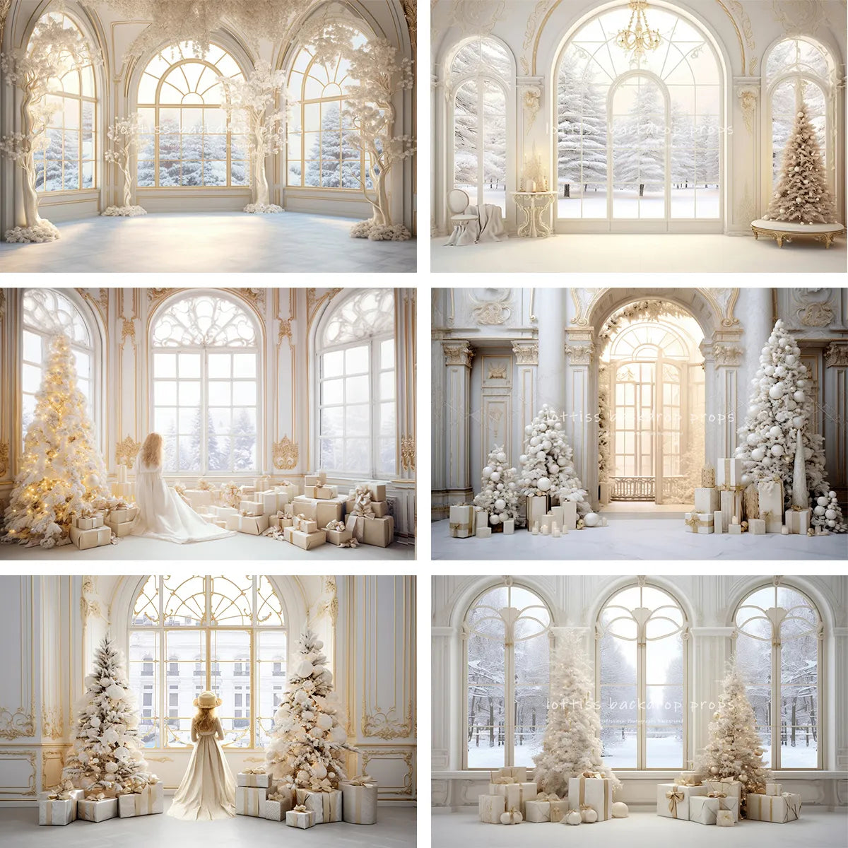 Arrière-plan de salon d'hiver, accessoires de photographie de noël pour enfants et adultes, arrière-plan de château de maison de mariage pour enfants et bébés 