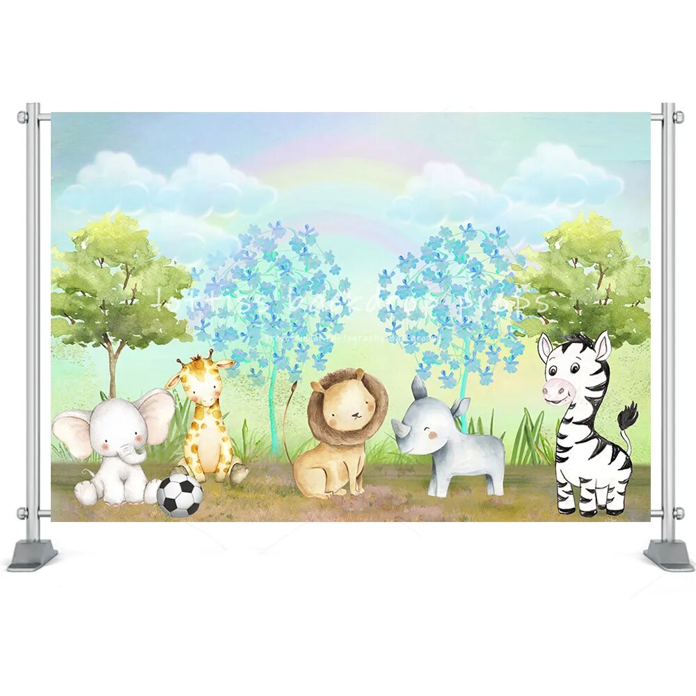 Jungle Safari Birthday Photography Backdrop Tropical Forest Africa Animals Elephant Lion Party Newborn Baby Shower Background