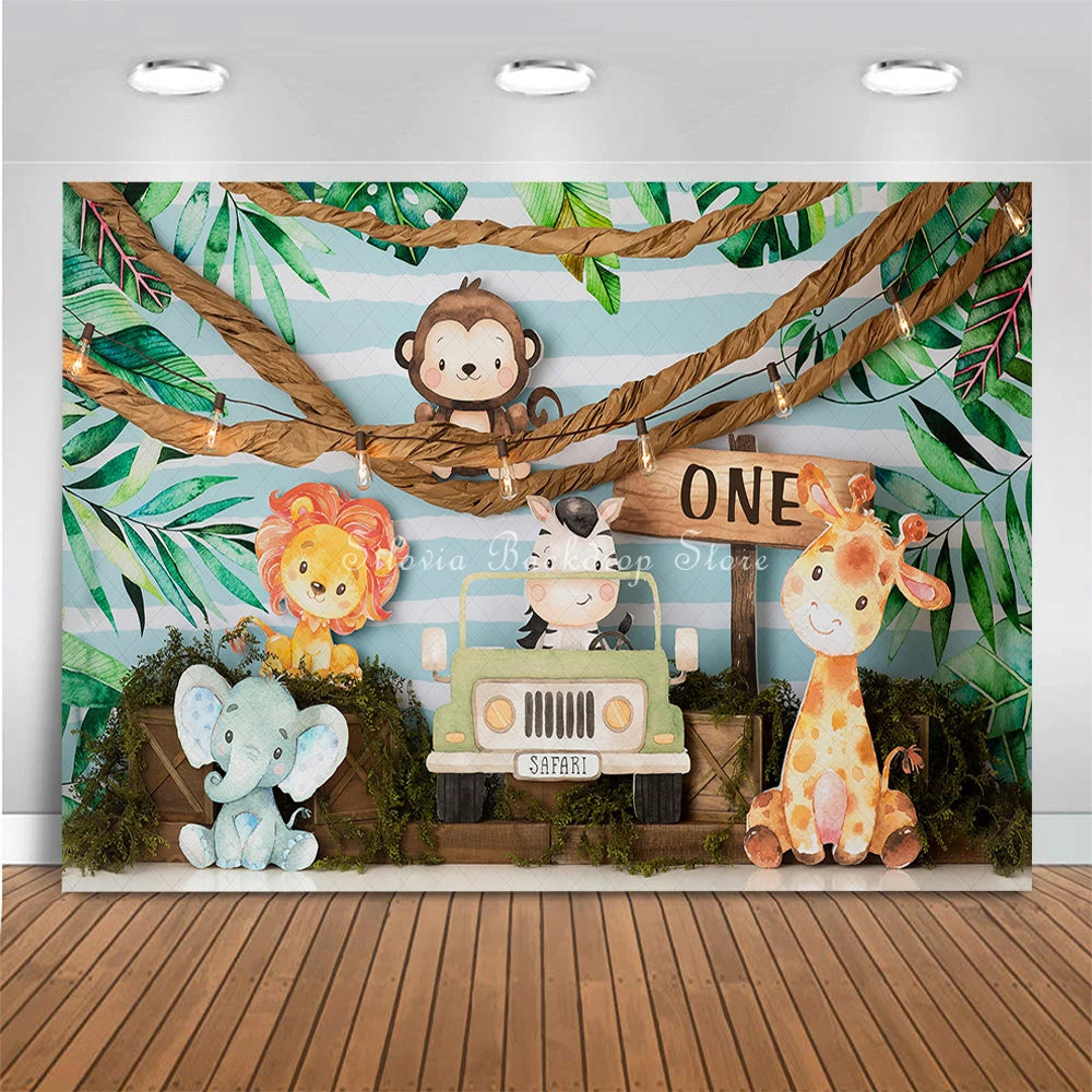 Wild One Photography Backdrop Baby Jungle Safari Photo Background Birthday Cake Smash Photo Studio Props