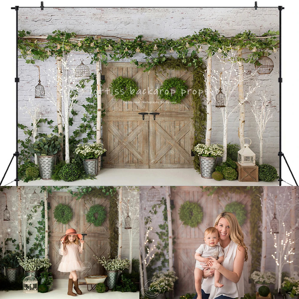 Spring Floral Garden Backdrops Kids Baby Photography Props Child Girl Birthday Cake Smash Photocall Bunny Flower Photo Backdrops