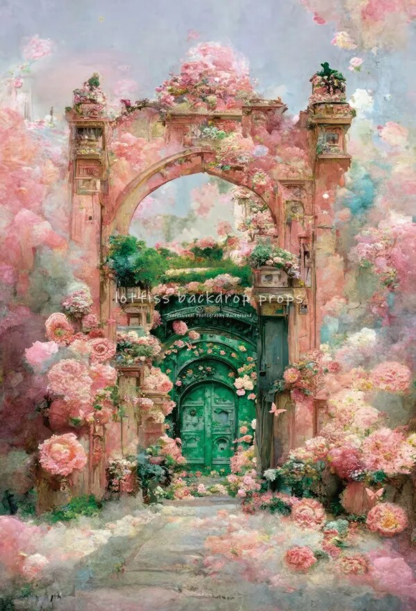 Floral Windows Backdrops Retro Castle Kids Adult Photocall Oil Painting Spring Flower Garden Background Photography  Props