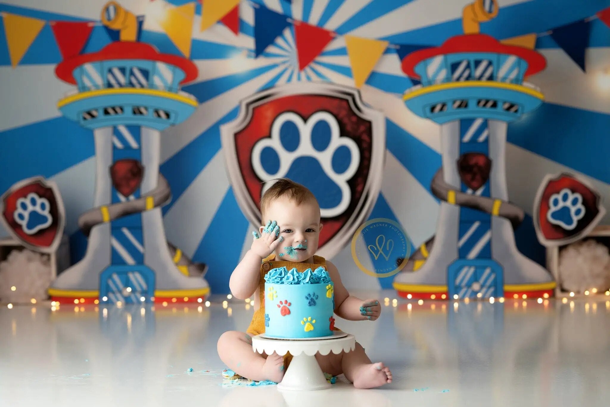 Paw Birthday Backdrops Kids Baby Photography Decors Child Adult Photocall Props Cake Smash Background