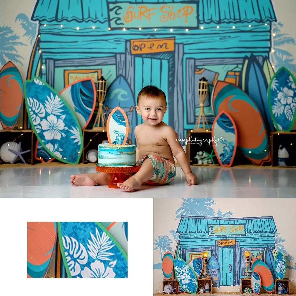 Surf Shop Backdrop Kids Baby Birthday Party Decors Summer Surfboard Child Adult Cake Smash Photography Backgrounds