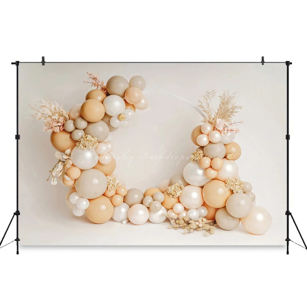 Balloon Garland Photography Backdrop Kids Baby Cake Smash Photocall Decors Boho Floral Balloons Child Adult Studio Backgrounds