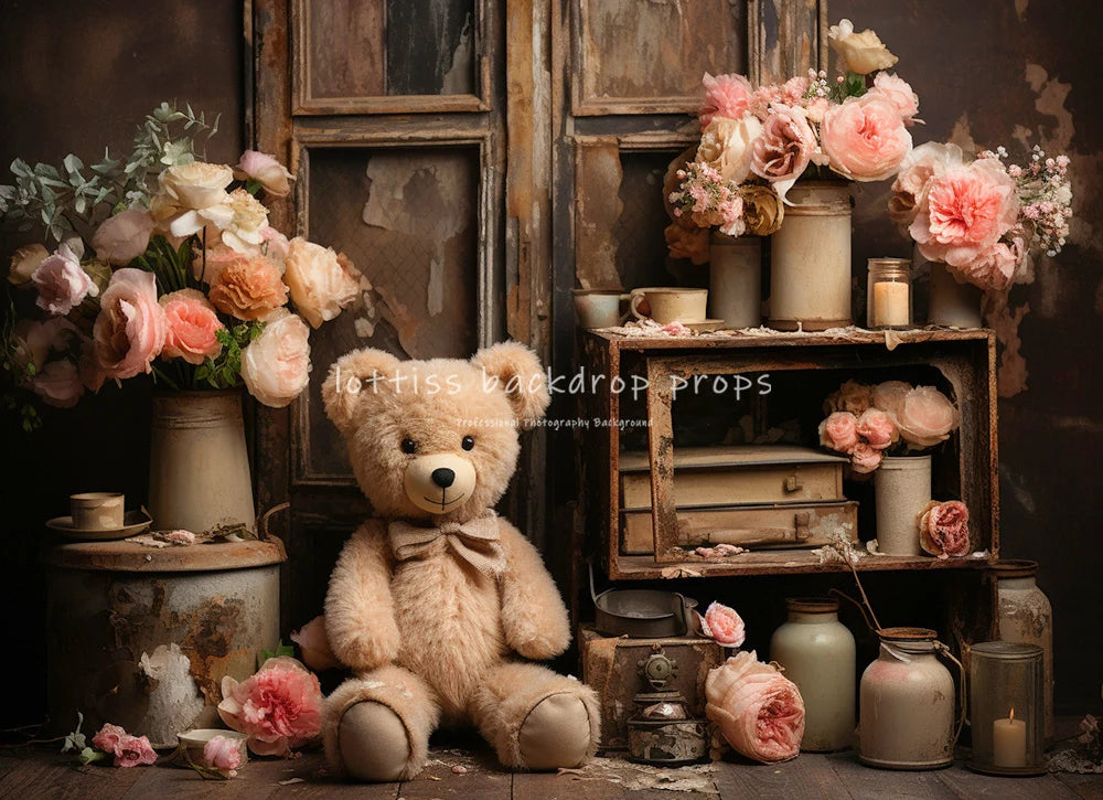 Sweet Bear Backdrops Child Baby Photography Props Kids Cake Smash Birthday Photocall Backgrounds