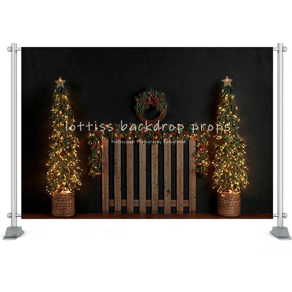 Christmas Room Backdrop Photography Fireplace Windows Toys Wreath Winter Family Party Kids Birthday Background Photo Studio