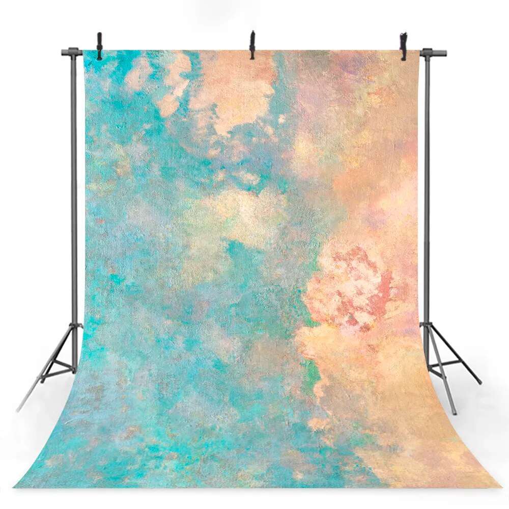 Abstract Daub Canvas Backdrops Kids Child Photography Baby Photocall Props Gold Blue Art Texture Background Photostudio Props