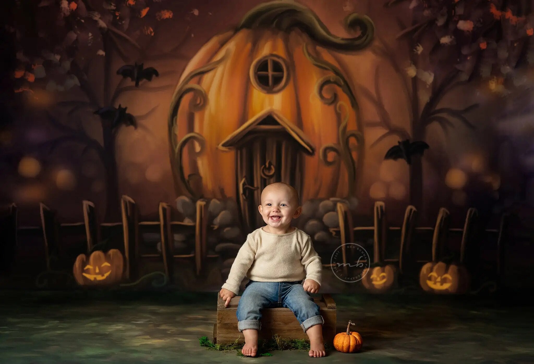 Arrière-plan de maison de citrouille effrayante d'halloween, accessoires de photographie pour enfants et bébés, gâteau d'anniversaire pour adultes et enfants, arrière-plan de Festival Smash 