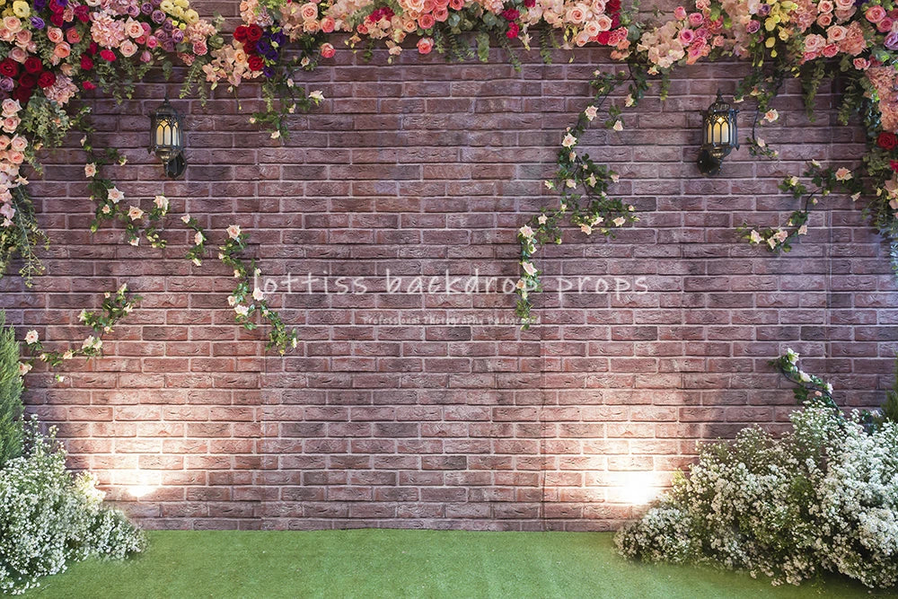 Wedding Ceremony Backdrops Adult Woman Photography Props Child Baby Photocall Decors Green Grass Floor Arch Door Background