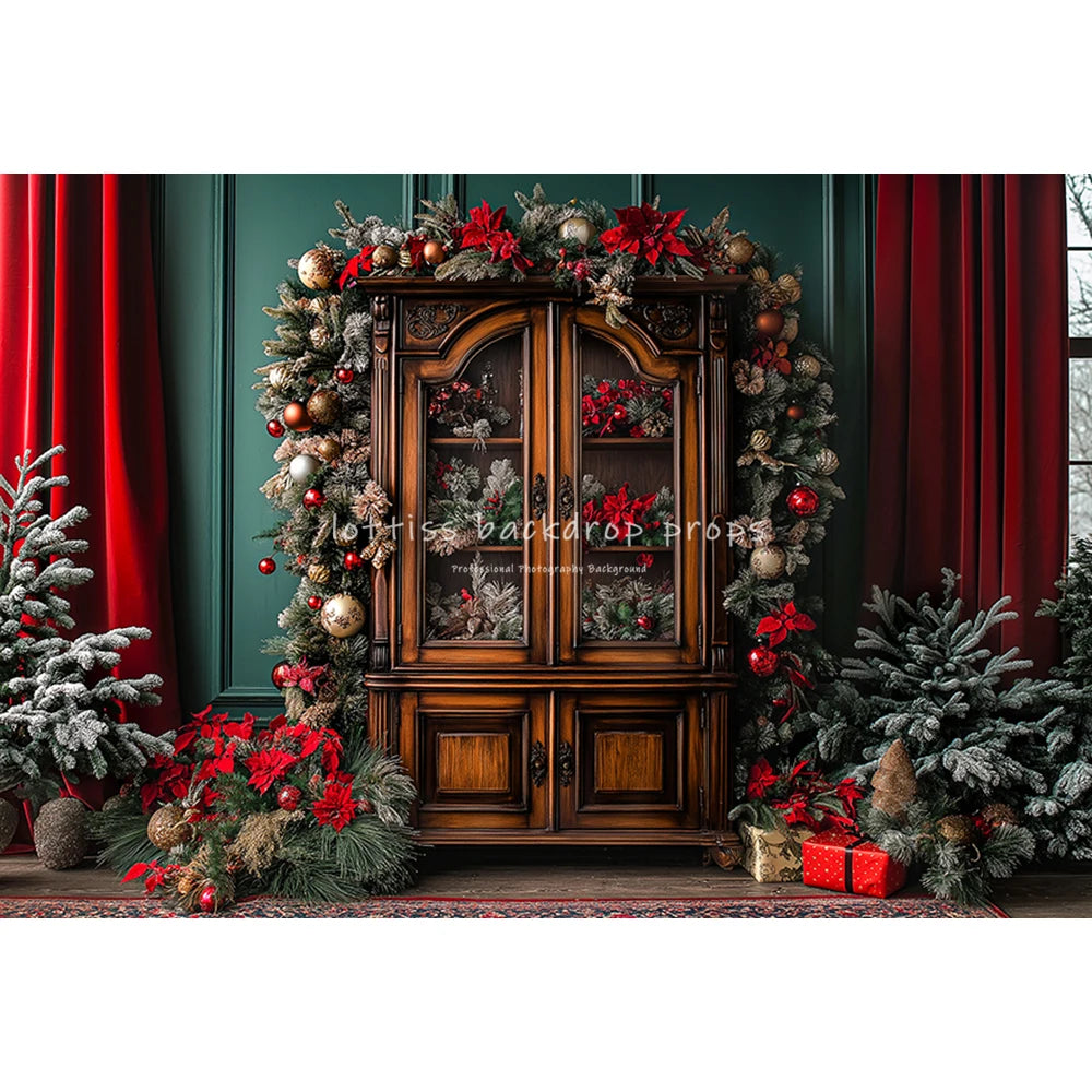 Christmas Kitchen Cupboard Backdrops Kids Family Photography Child Adult Photocall Xmas Living Room Bookcase Trees Backgrounds