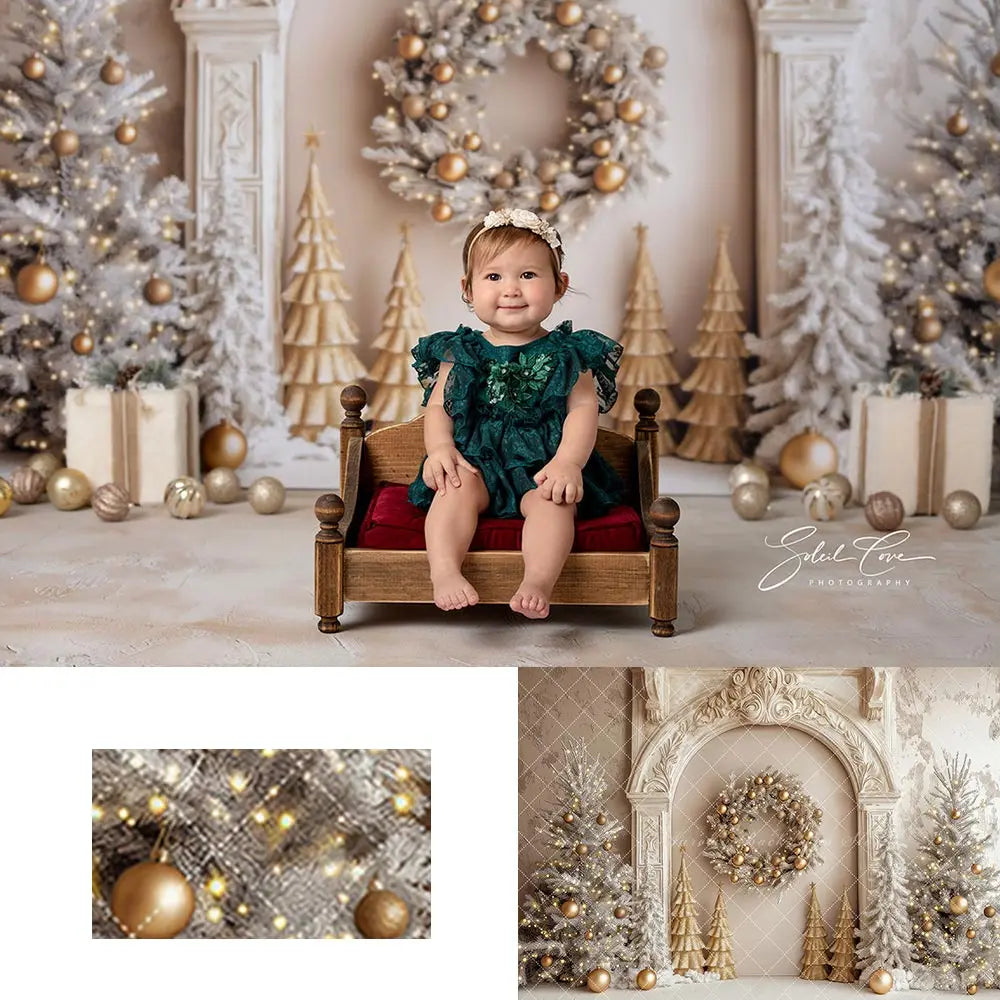 Elegant Arched Christmas Wall Backdrop Kids Baby Cake Smash Photography Props Child Adult Birthday Photo Shoot Backgrounds