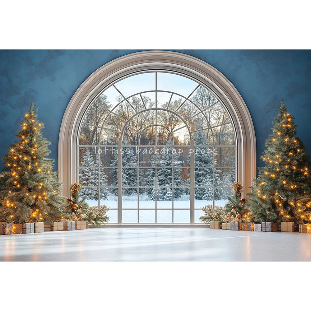 Winter Xmas Cottage Backdrops Kids Adult Photography Child Baby Photocall Snowflake Arch Windows Backgrounds