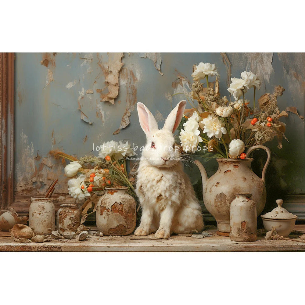 Spring Easter Bunny Garden Backdrops Kids Adult Photography Child Baby Photocall Retro Rustic Wall Flower Windows Backgrounds