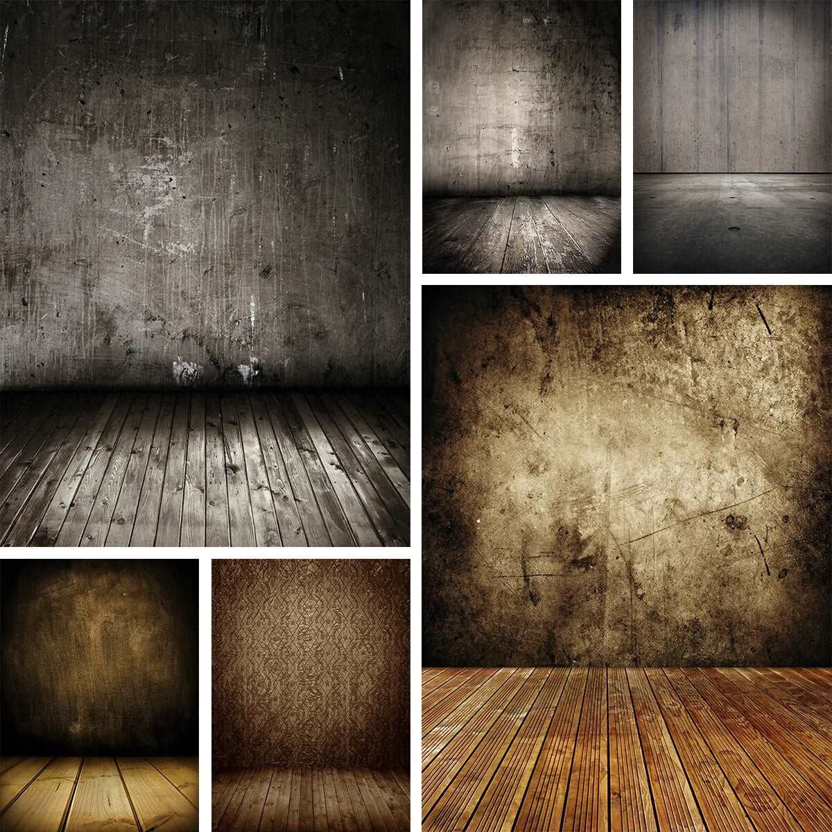 Art Fabric Photography Backdrops Props Wooden Floor Concrete Brick Wall Baby Portrait Photo Studio Background 21802ZTN-02