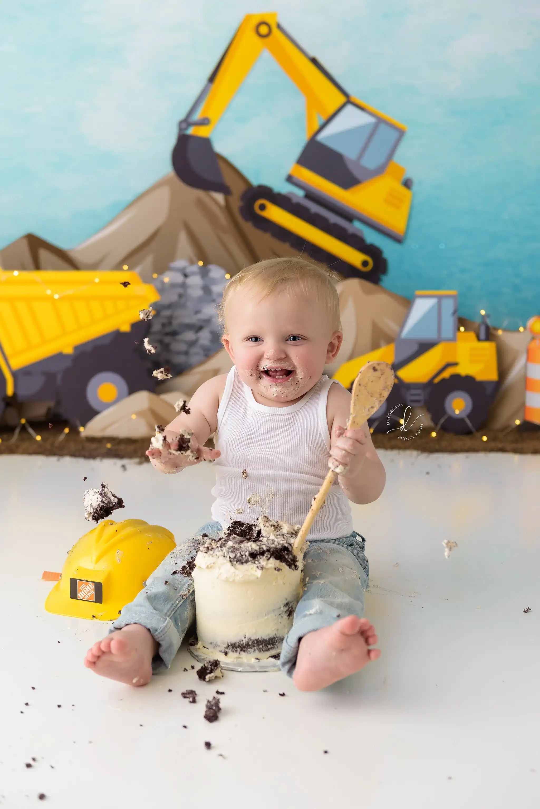 Digger Day Photography Backdrop Kids Baby Cake Smash Photocall Decors Child Adult Photo Studio Backgrounds