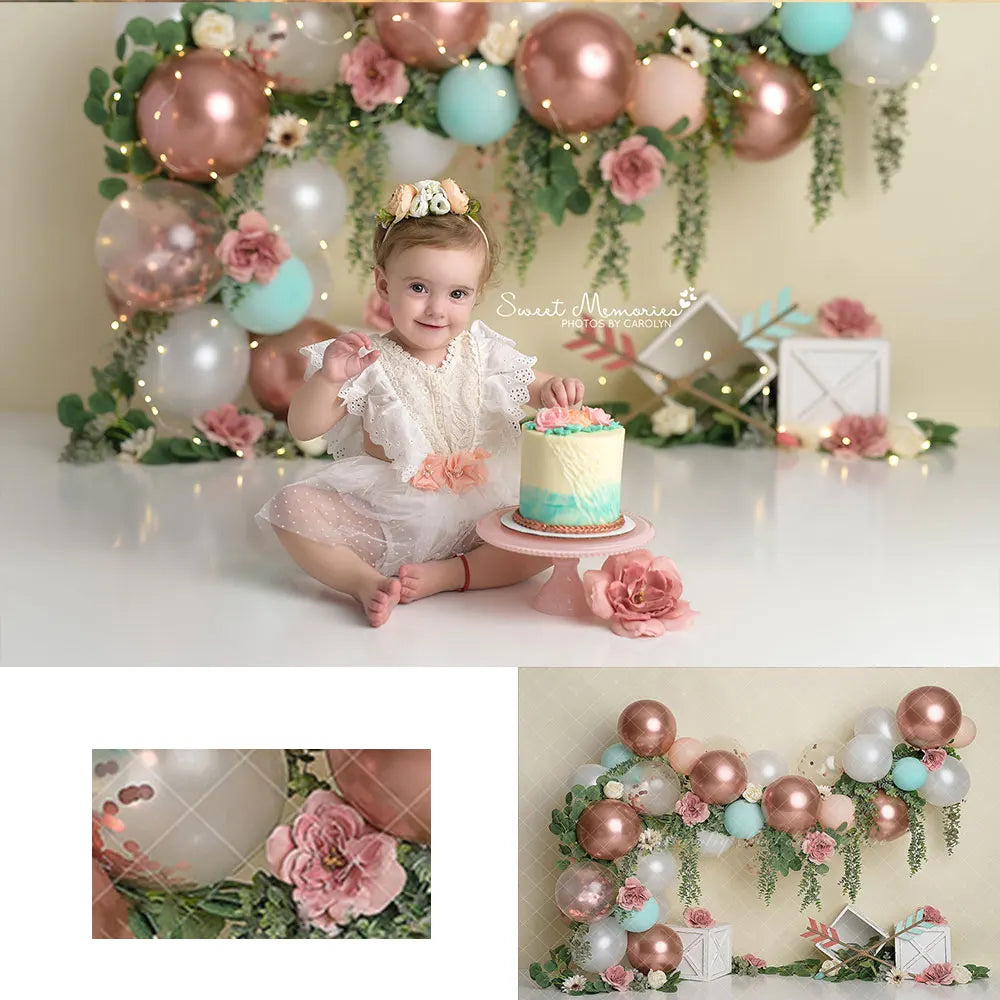 Spring Floral Boho Balloons Photography Backdrop Child Baby Cake Smash Photocall Decors Kids Adult Birthday Studio Backgrounds