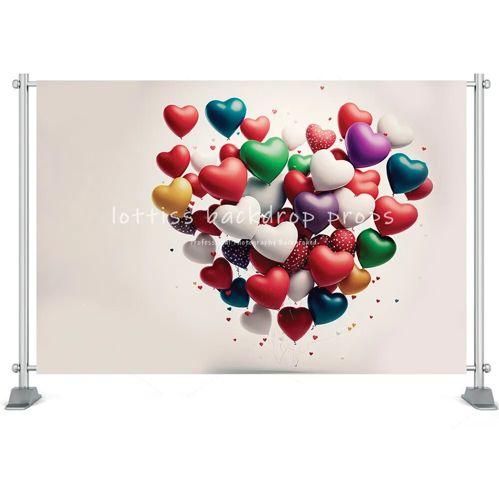 Red Rose Valentine's Day Background Brick Wall Toy Shop Decor Floral Balloons Love Anniversary Party Photography Backdrop