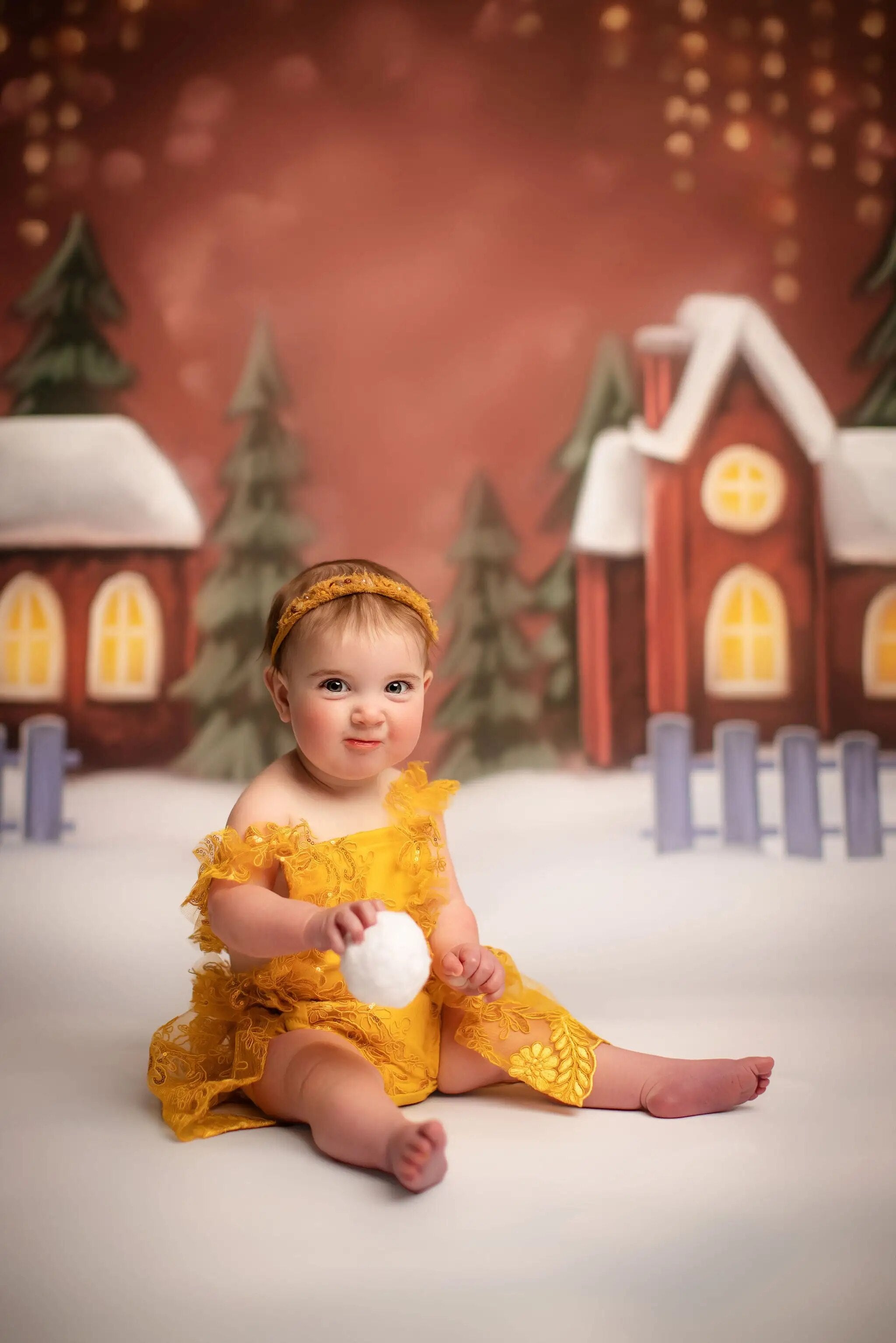 Winter Snowy Village House Backdrops Kids Adult Photography Porps Child Baby Portrait Photocall Props Xmas Snow Backgrounds