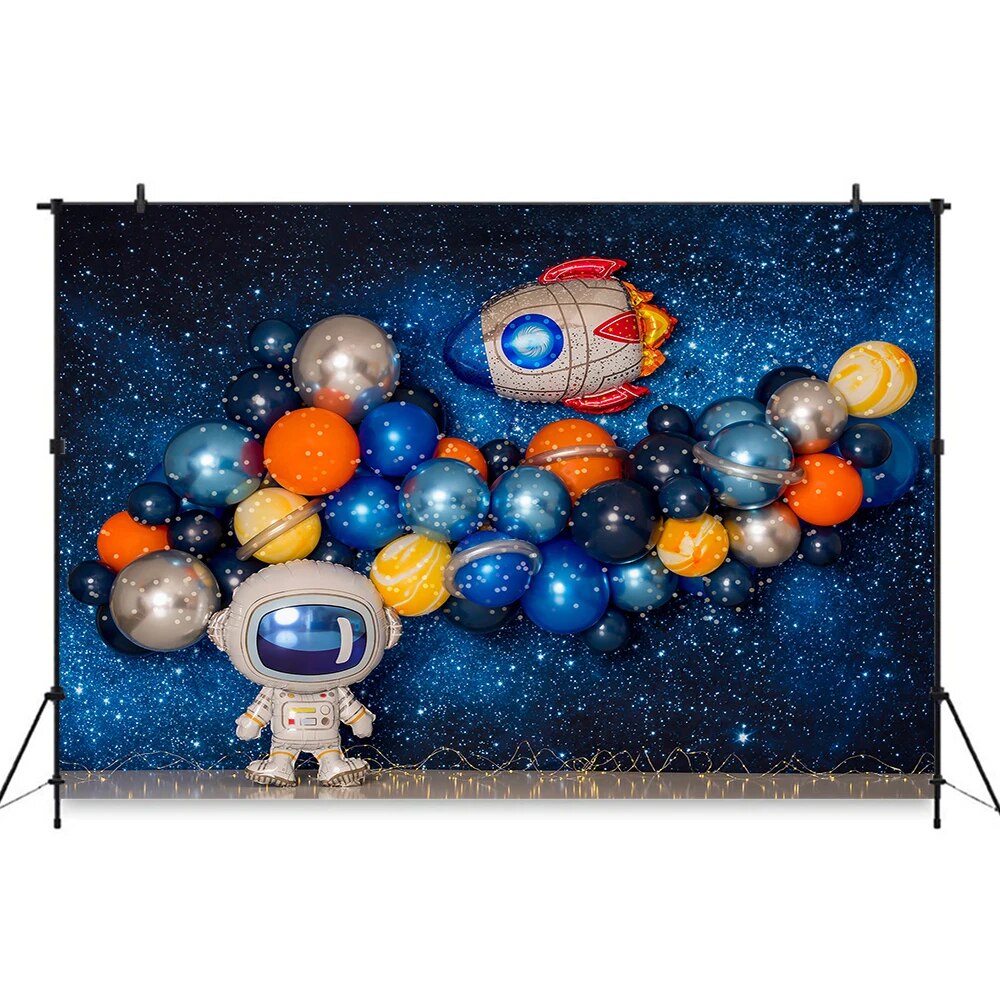 Space Astronaut Backdrops Kids Baby Photography Props Child Birthday Cake Smash Decors Universe Spaceship Background