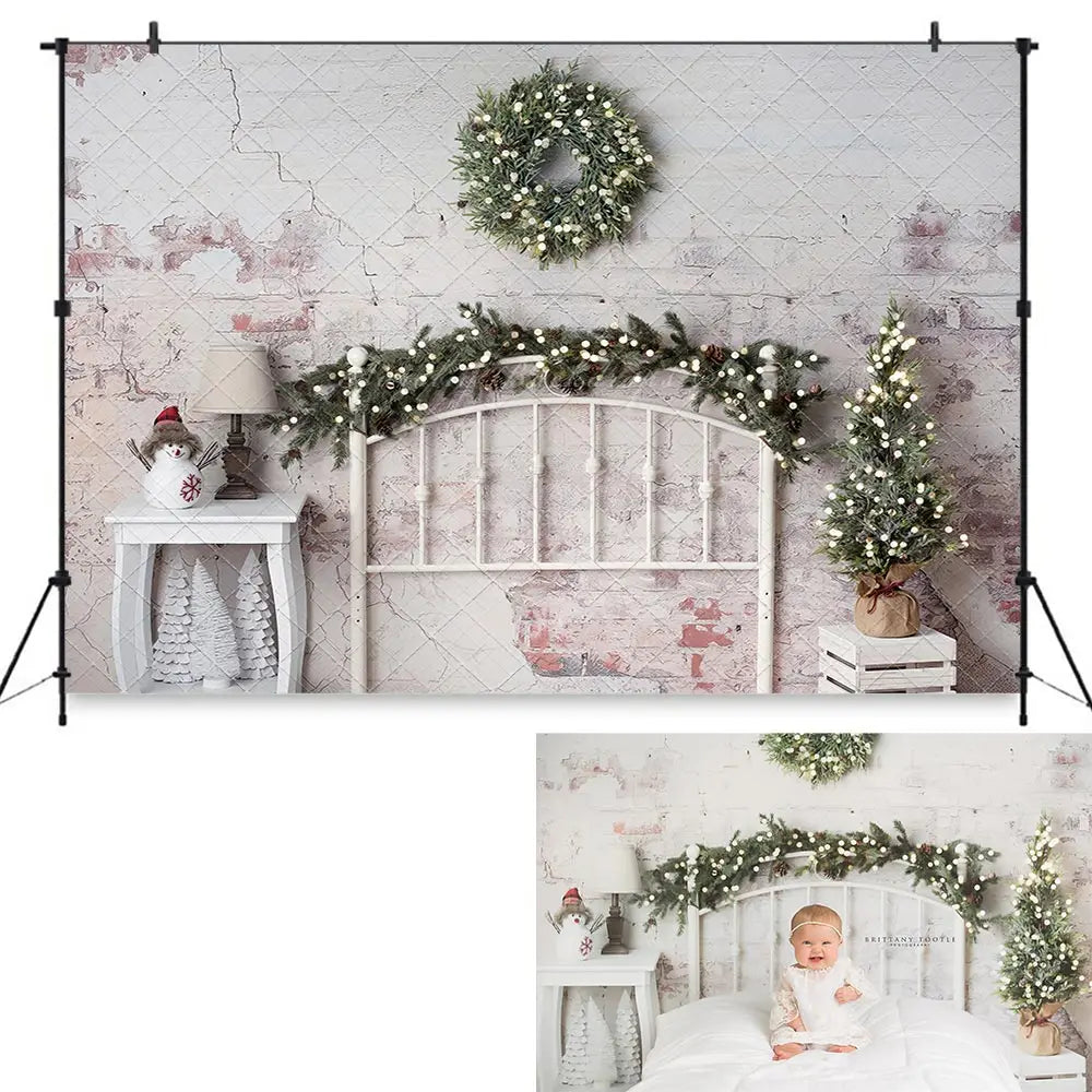 Christmas Farmhouse Wooden Door Backdrop Kids Baby Cake Smash Photography Props Child Adult Birthday Backgrounds