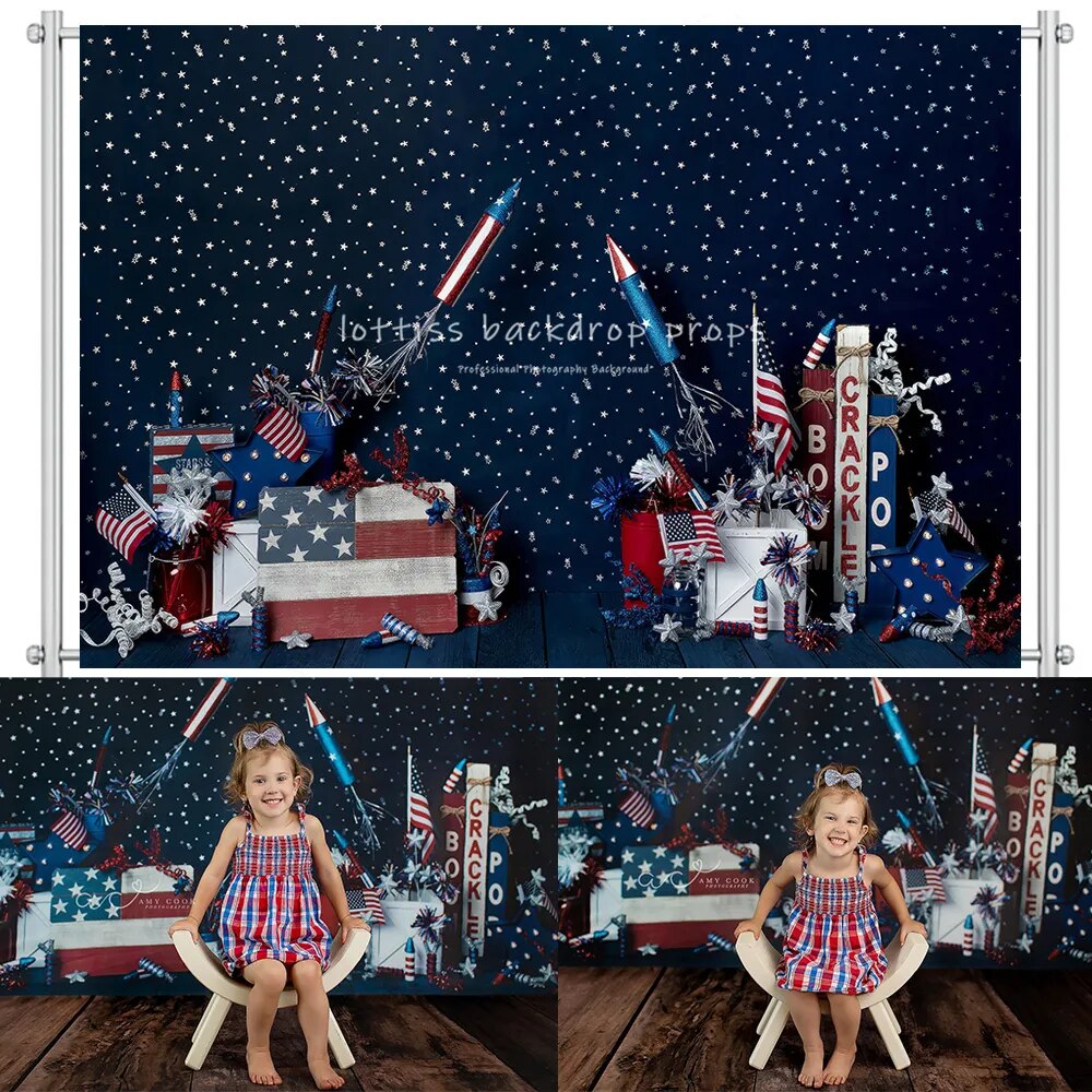 Rocket Up Backdrops Kids Baby Photocall Cake Smash Props Rockets Blast Background Party Child Birthday Photostudio