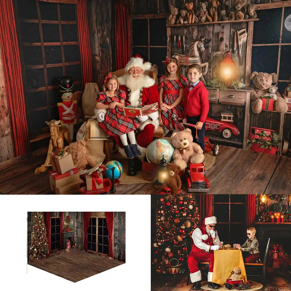 Christmas Fireside Gathering Photography Backdrop Window Frost Kids Baby Cake Smash Photocall Decors Birthday Photo Backgrounds