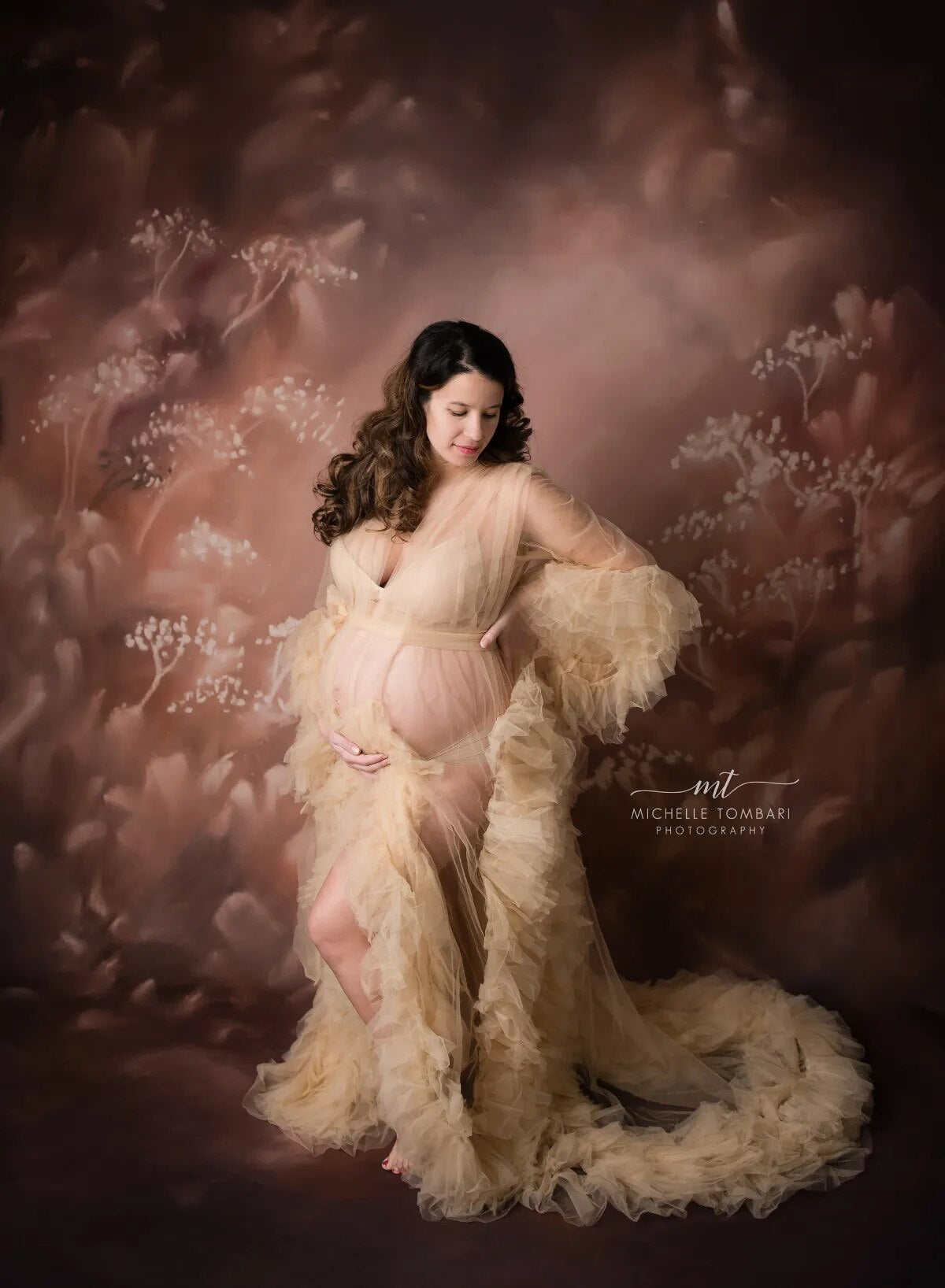 Oil Painting Flowers Photography Backdrop Pregnant Baby Shower Photocall Professional Portrait Floral Background Props