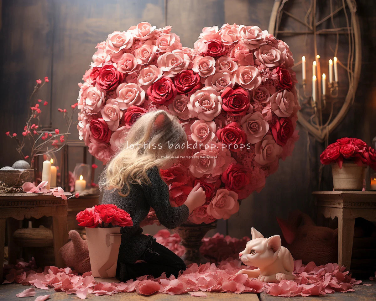 Valentine Candy Store Backdrops Kids Girl Photography Props Child Adult Photocall Decors Pink Rose Heart Backgrounds