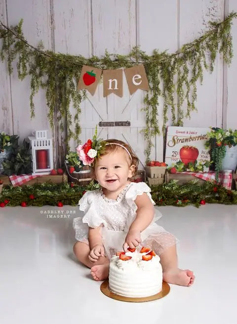 Strawberry Picking Backdrops Kids Baby Photography Child Birthday Cake Smash Garden Spring Fruits Photocall Backgrounds