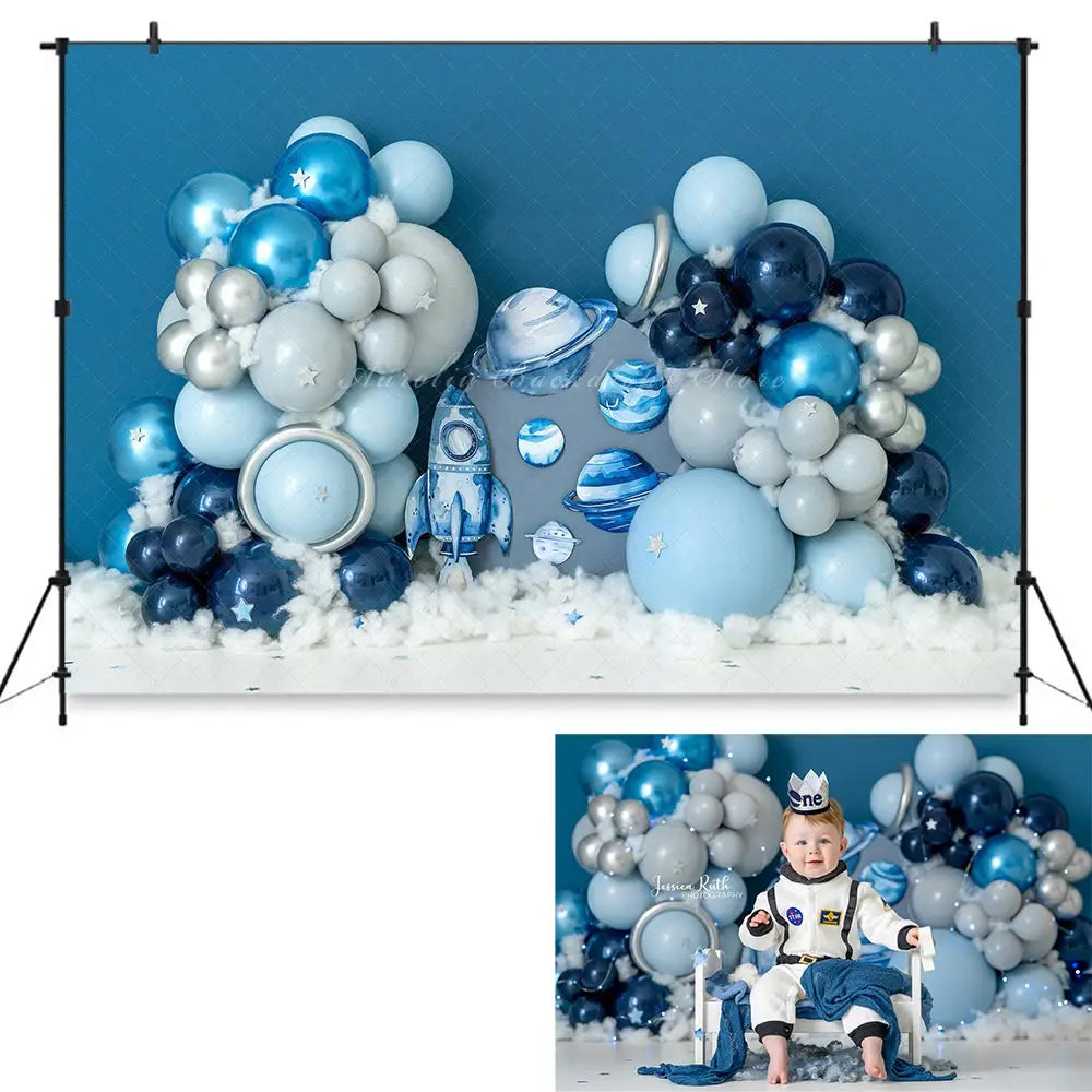 Carry Me Away Little Bear Backdrop Balloon Wall Kids Baby Cake Smash Photography Props Child Adult Birthday Studio Backgrounds