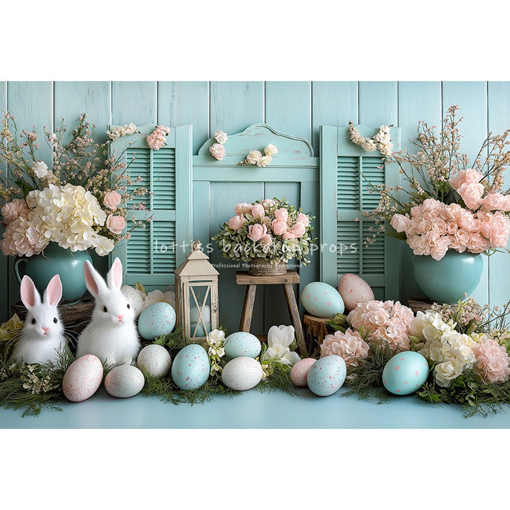 Easter Pink Sky Bunnies Farm Backdrops Kids Baby Birthday Cake Smash Photocall Child Wooden Cottage Carrots Backgrounds