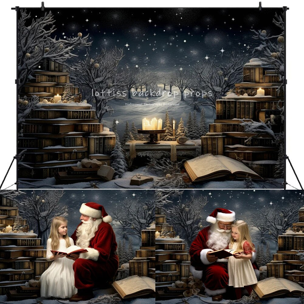 The Night Before Christmas Backdrops Kids Adult Photography Props Child Baby Photocall Big Moon Xmas Trees Fireplace Background