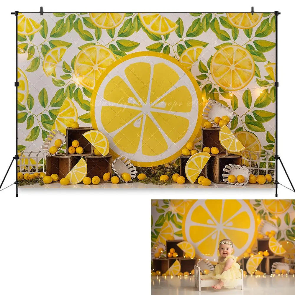 Lemonade Backdrop Wooden Door Kids Baby Cake Smash Photography Props Child Girls Adult Birthday Studio Backgrounds